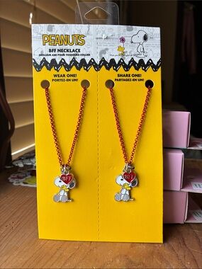 Peanuts BFF Necklace Set - Red & Silver